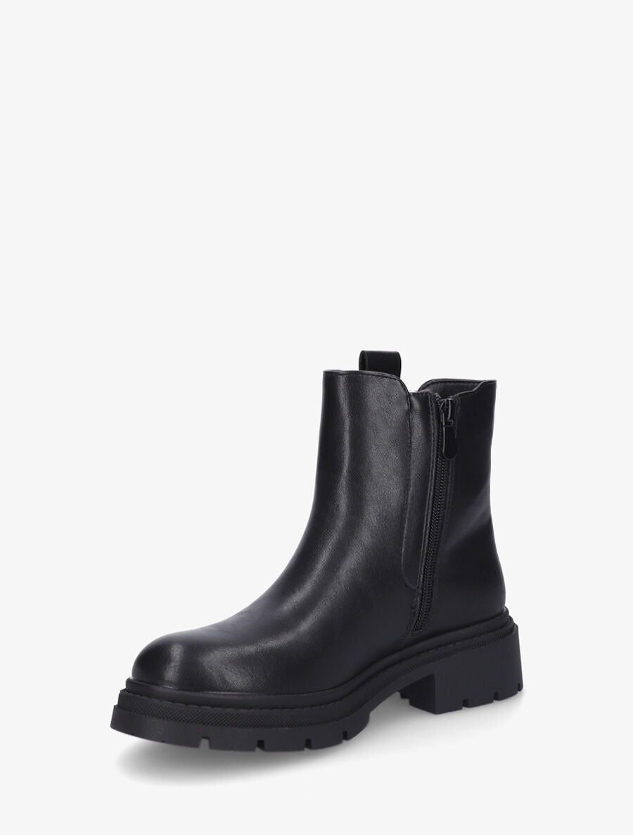 Bottines en simili à cheville élastiquée et sanglé - Noir - 3
