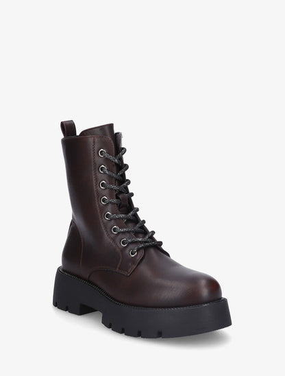 Bottines montantes en simili - Marron - 2
