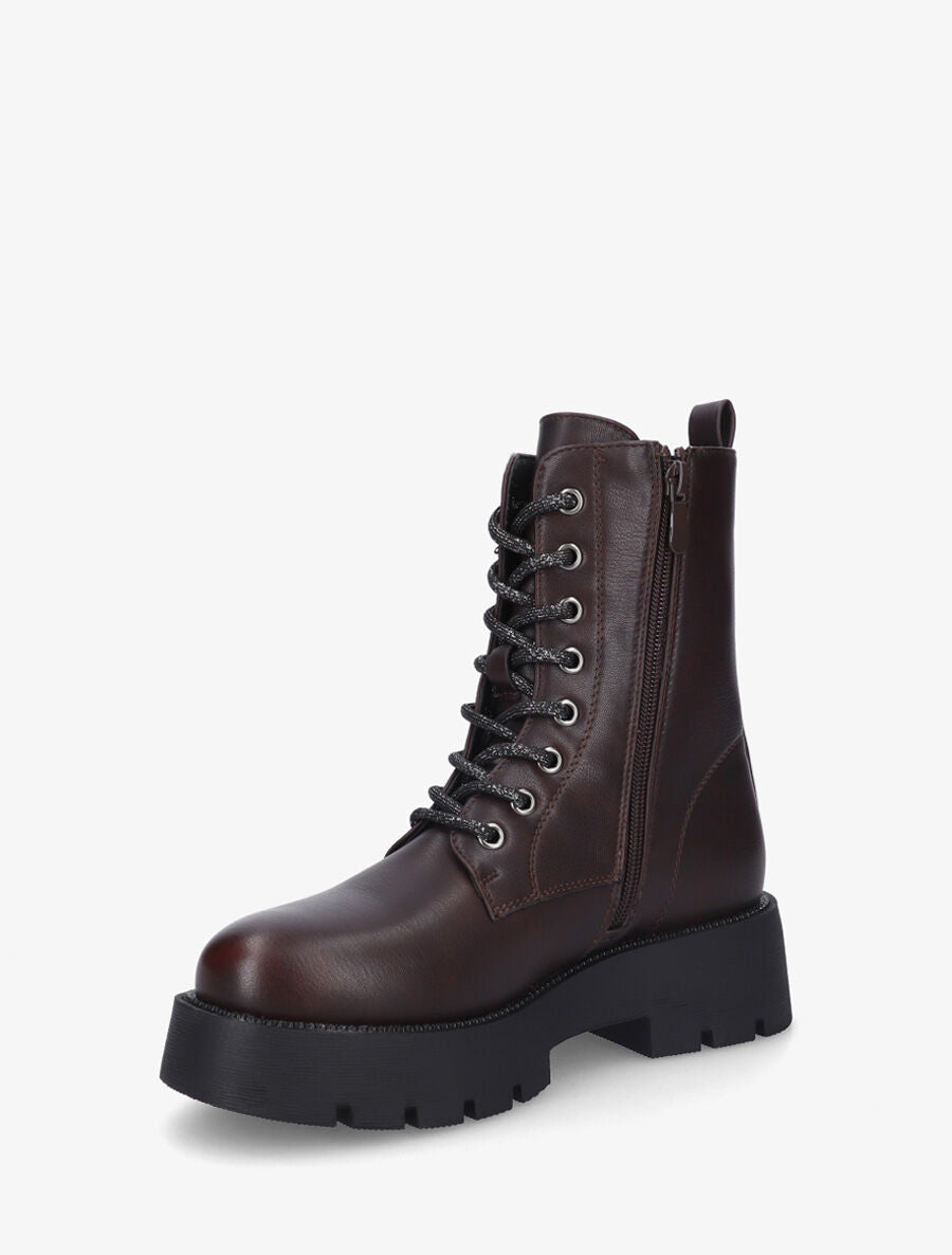 Bottines montantes en simili - Marron - 3