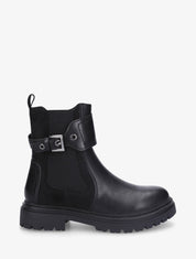 Bottines sanglées en simili et suédine - Noir - 5