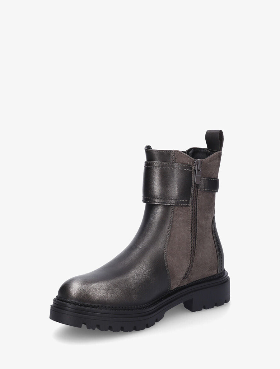 Bottines sanglées en simili et suédine - Anthracite - 3