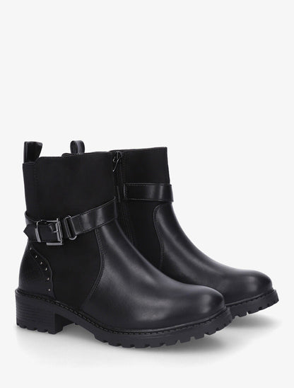 Bottines bi-matière à contrefort effet python - Noir - 4