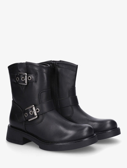 Bottines en simili à double sangles - Noir - 4
