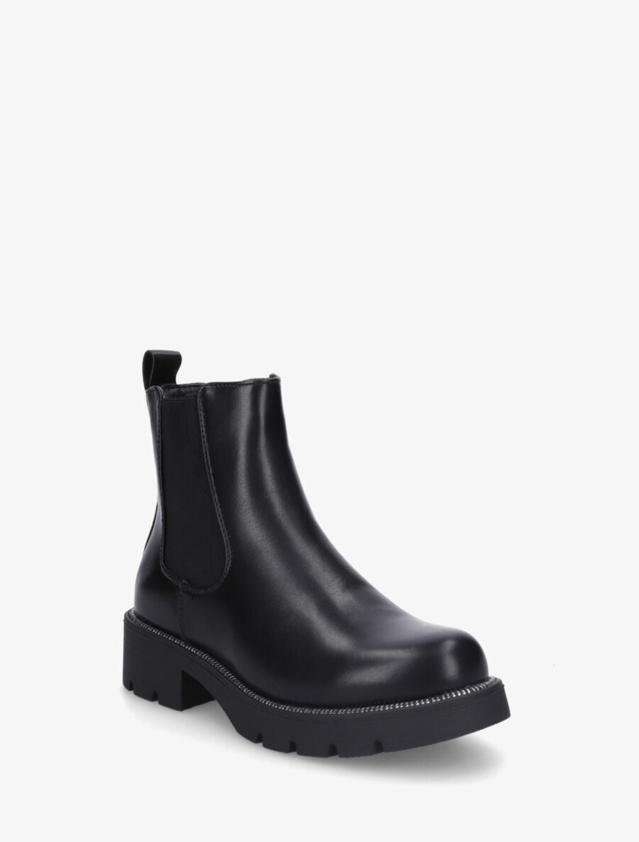 Bottines élastiquées en simili - Noir - 2