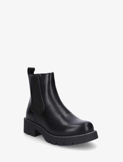 Bottines élastiquées en simili - Noir - 2