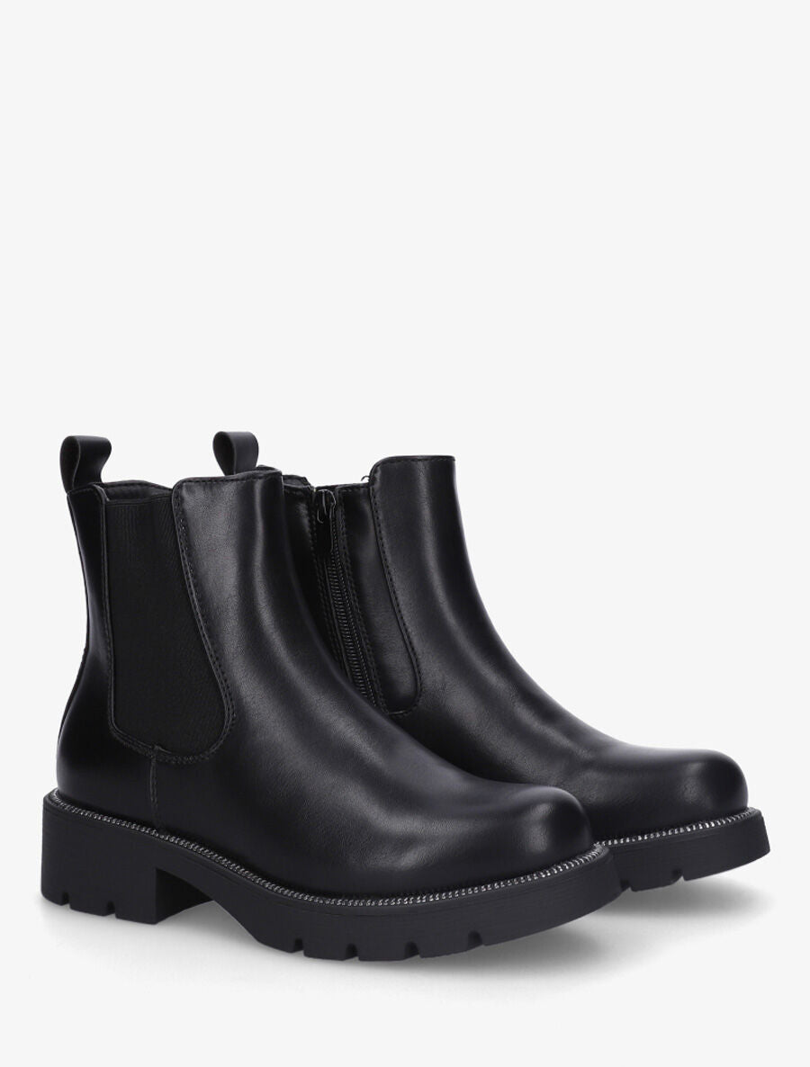 Bottines élastiquées en simili - Noir - 4