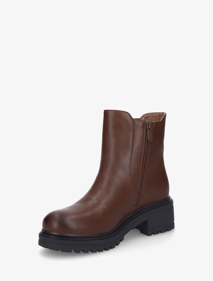 Bottines élastiquées unies en simili - Marron - 3