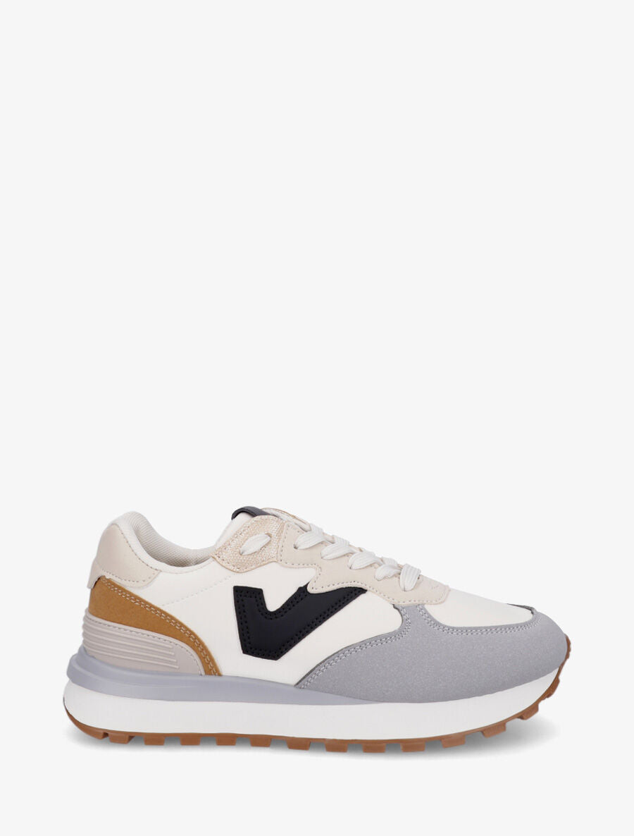 Sneakers à blocs colorés dépareillés - Gris - 1