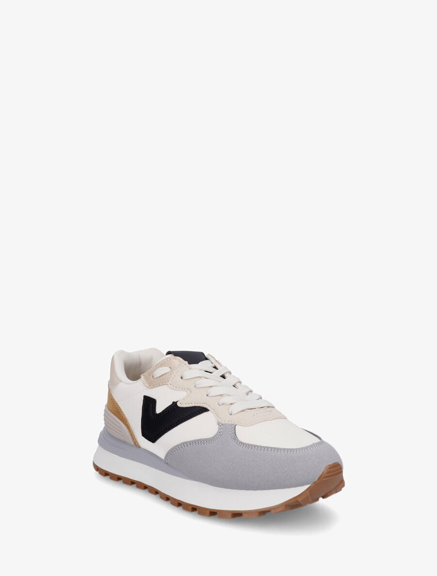 Sneakers à blocs colorés dépareillés - Gris - 2