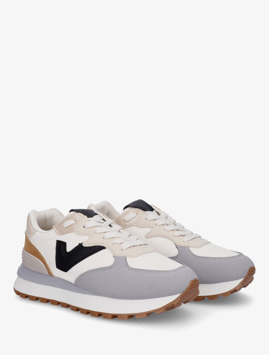 Sneakers à blocs colorés dépareillés - Gris - 4