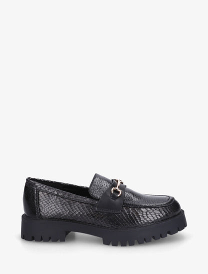 Mocassins en simili texturé effet python - Noir - 1
