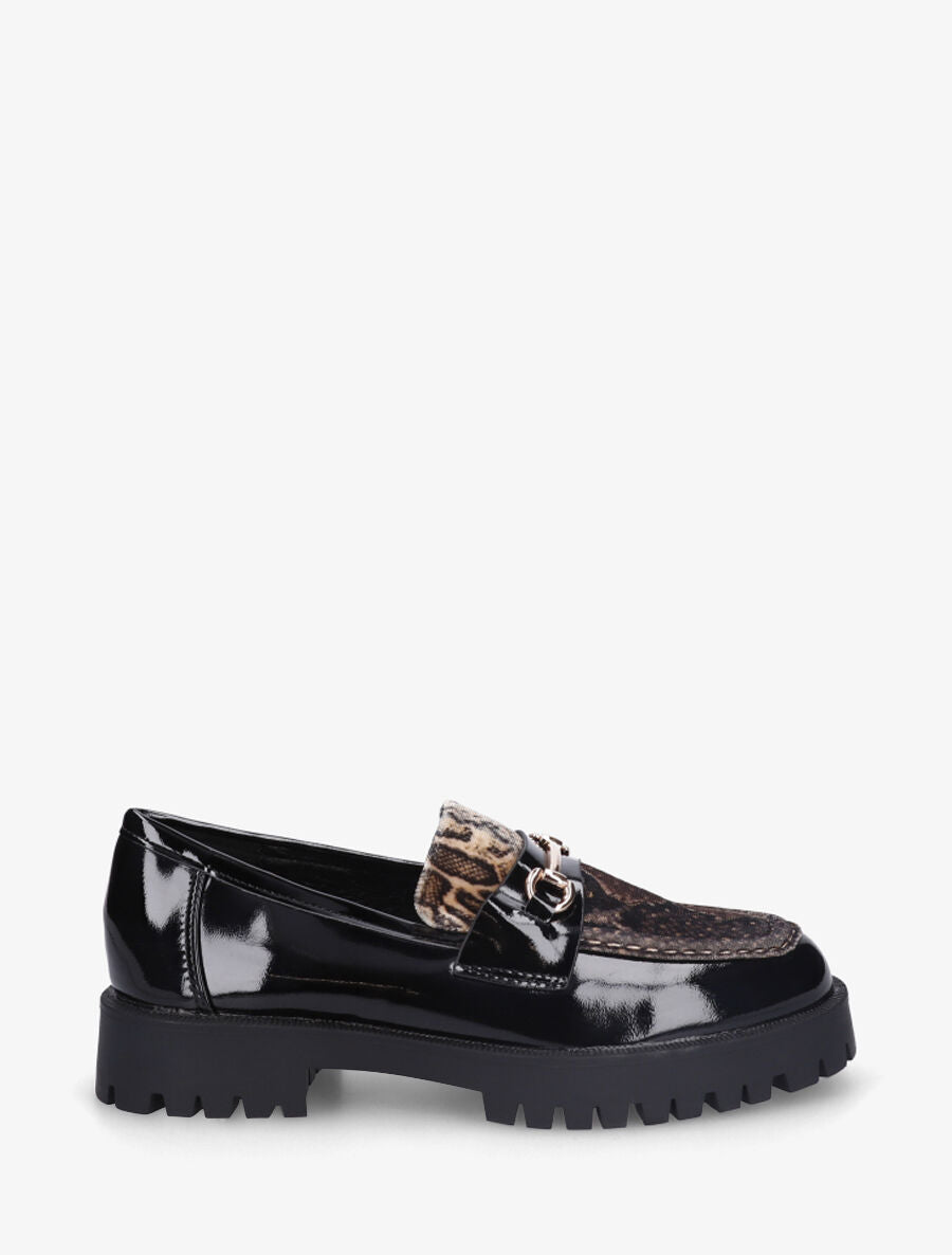 Mocassins vernis en simili - Noir - 1