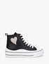 Sneakers en simili à flocage coeur - Noir - 1