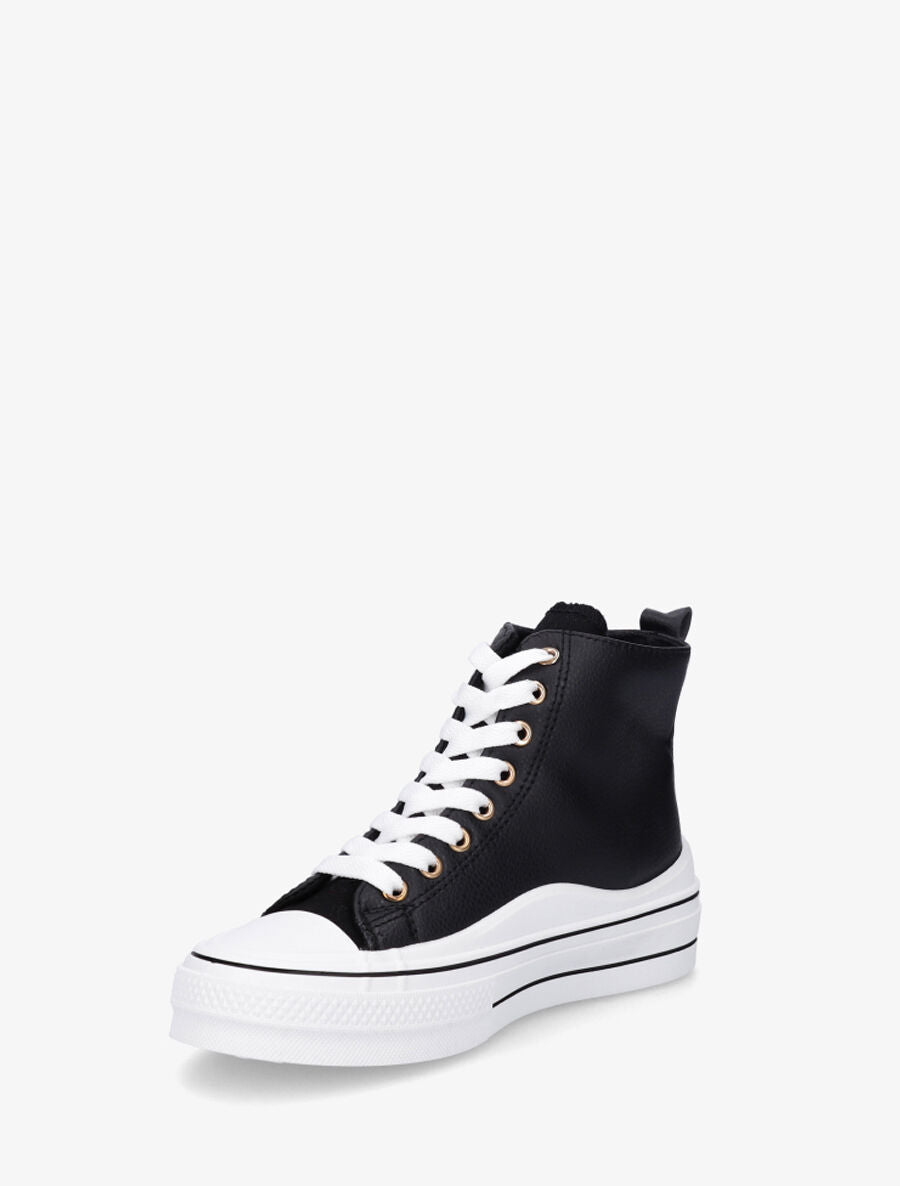 Sneakers en simili à flocage coeur - Noir - 3