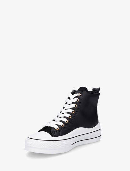 Sneakers en simili à flocage coeur - Noir - 3