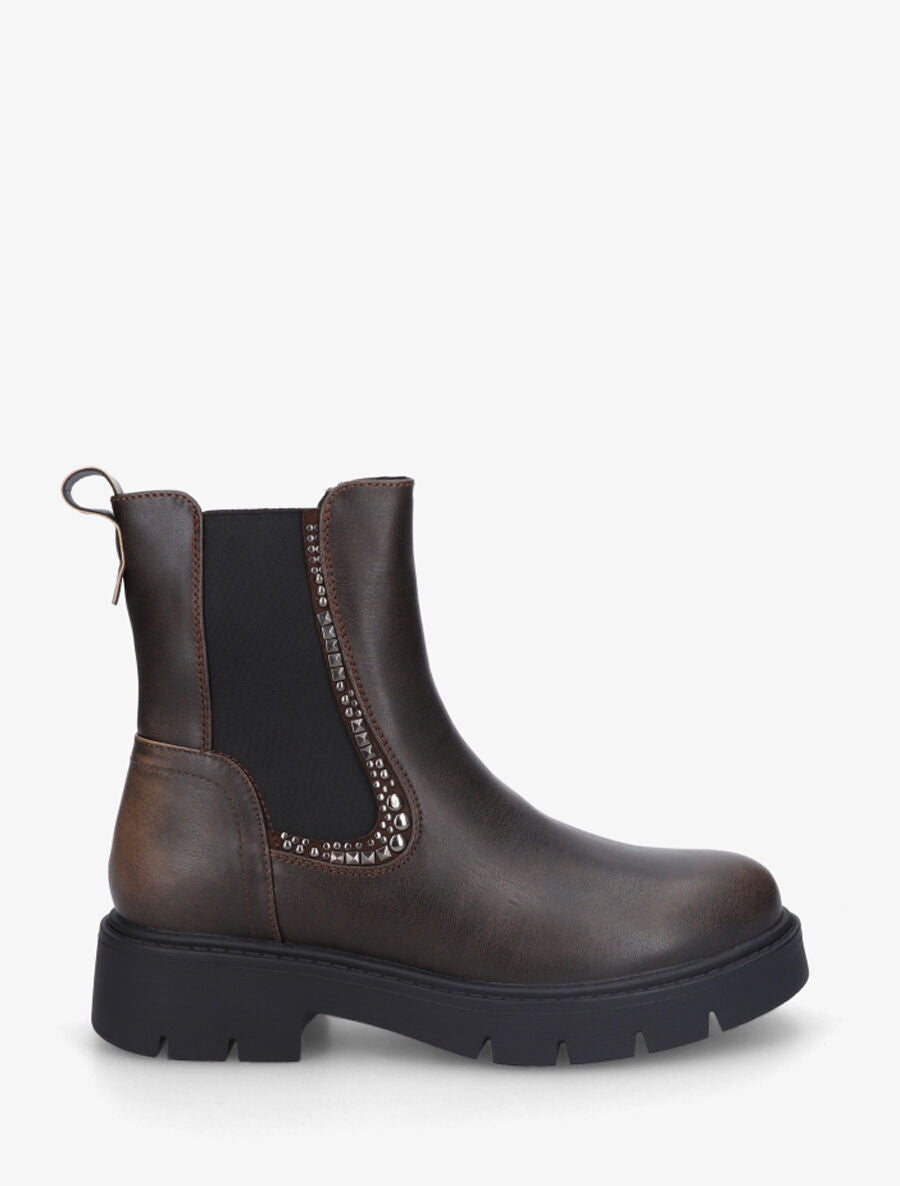 Chelsea boots à chevilles ornées de clous - Marron - 5