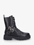 Bottines montantes en simili à double sangles - Noir - 1