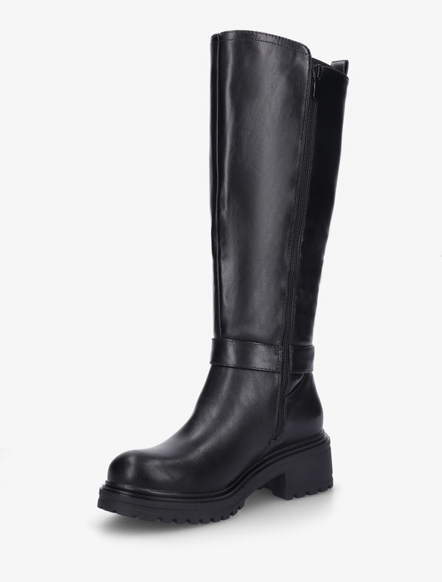 Bottes unies élastiquées en simili - Noir - 3