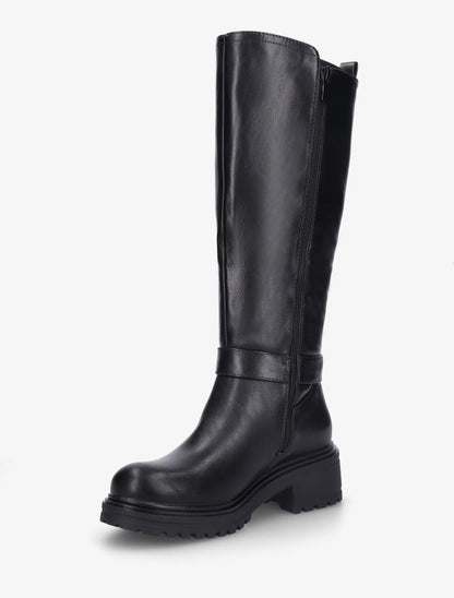Bottes unies élastiquées en simili - Noir - 3