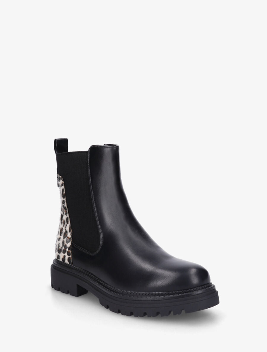 Chelsea boots à contrefort imprimé léopard - Noir - 2