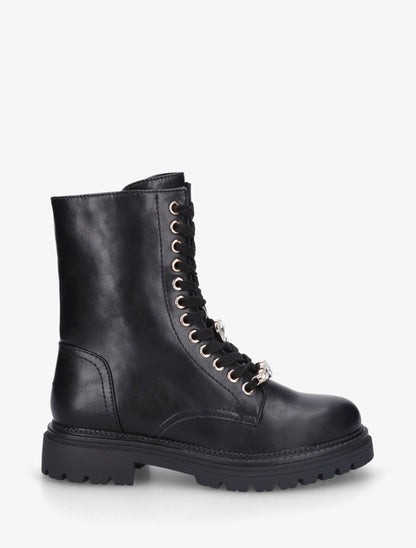 Bottines montantes à empiècement bijoux - Noir - 1