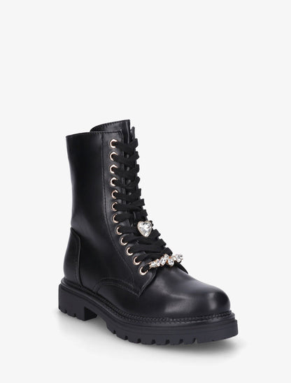 Bottines montantes à empiècement bijoux - Noir - 2