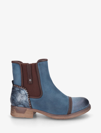 Bottines élastiquées et contrefort imprimé python - Bleu - 5