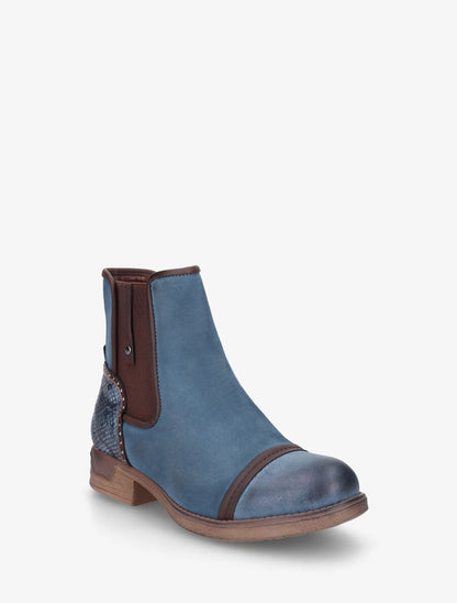 Bottines élastiquées et contrefort imprimé python - Bleu - 2