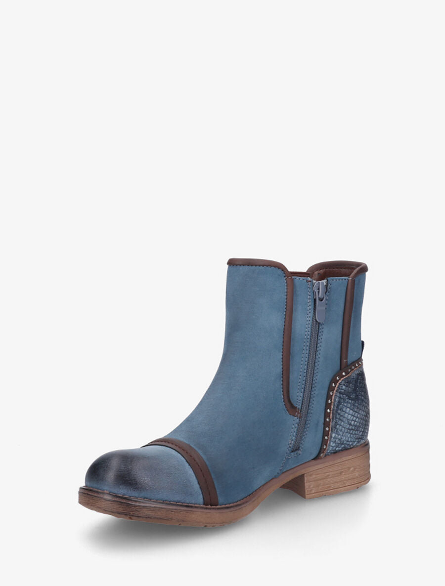 Bottines élastiquées et contrefort imprimé python - Bleu - 3
