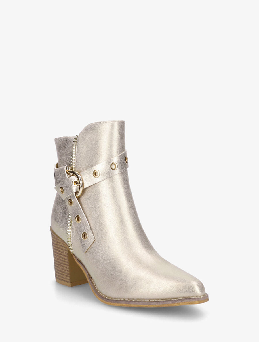 Bottines en simili à talon - Or - 2