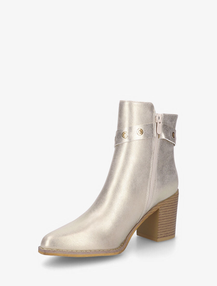 Bottines en simili à talon - Or - 3