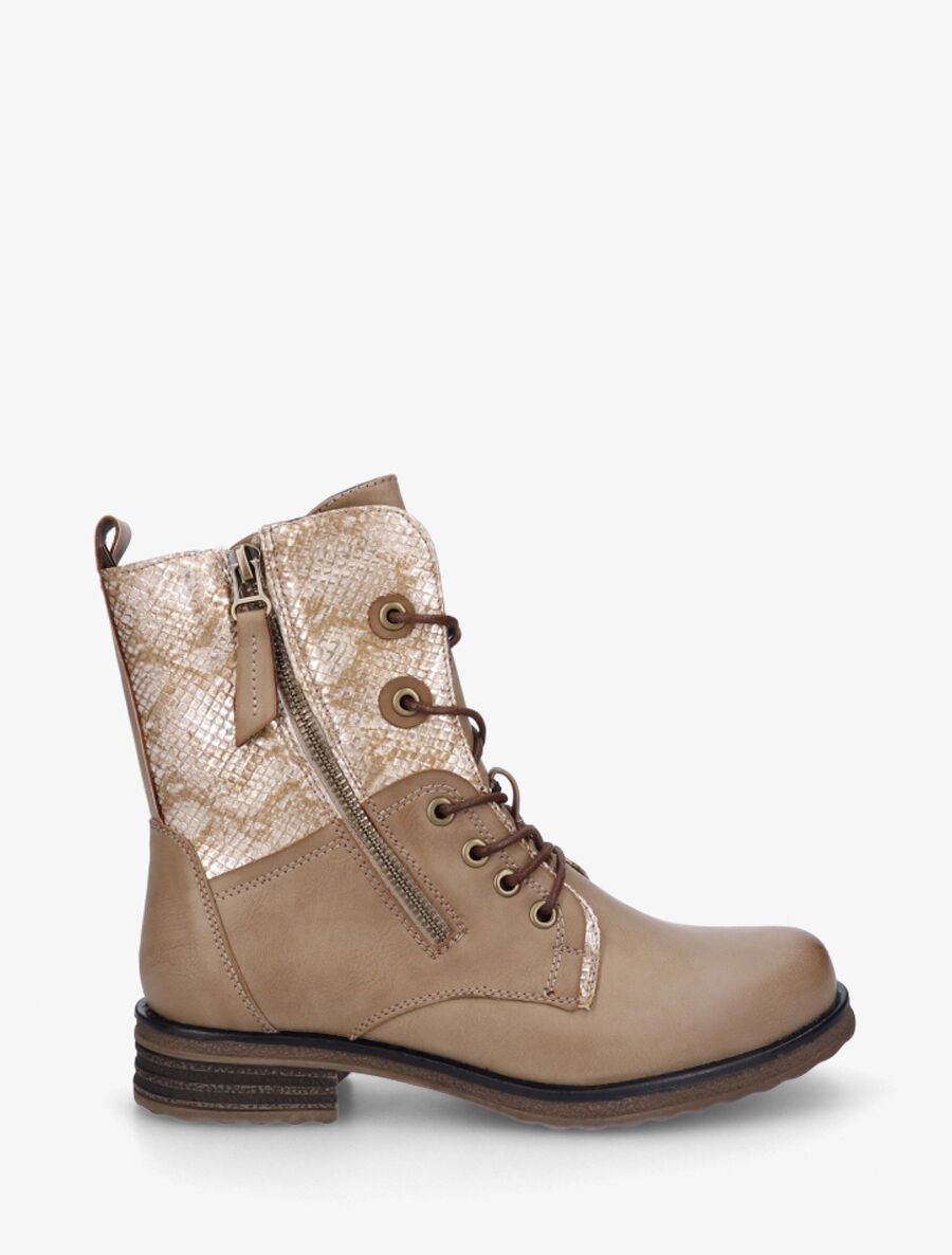Bottines montantes à imprimé python et zip décoratif - Taupe - 5