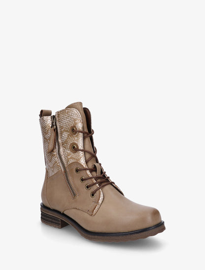 Bottines montantes à imprimé python et zip décoratif - Taupe - 2