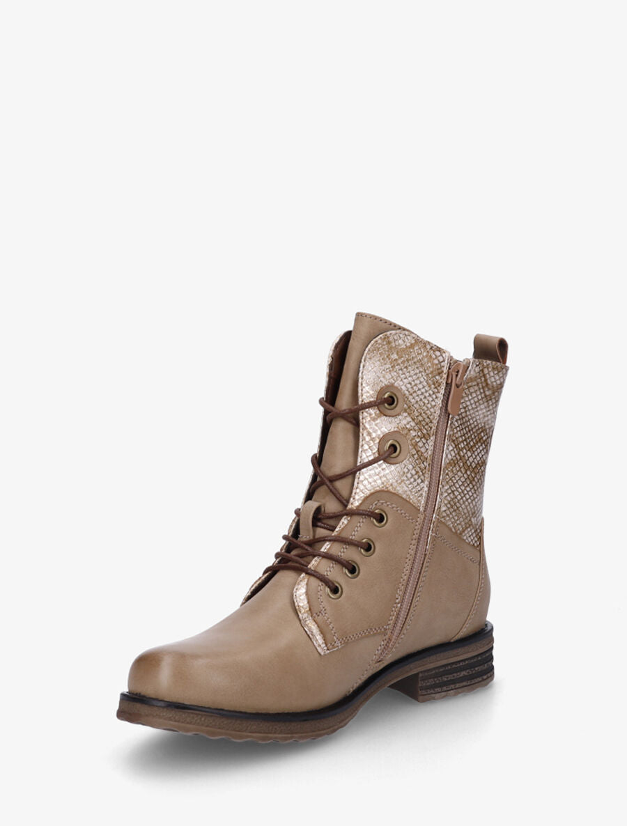 Bottines montantes à imprimé python et zip décoratif - Taupe - 3