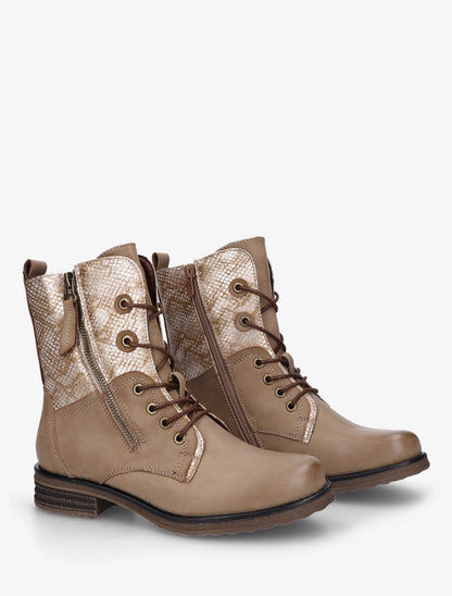 Bottines montantes à imprimé python et zip décoratif - Taupe - 4