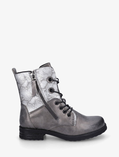 Bottines montantes à imprimé python et zip décoratif - Argent - 5
