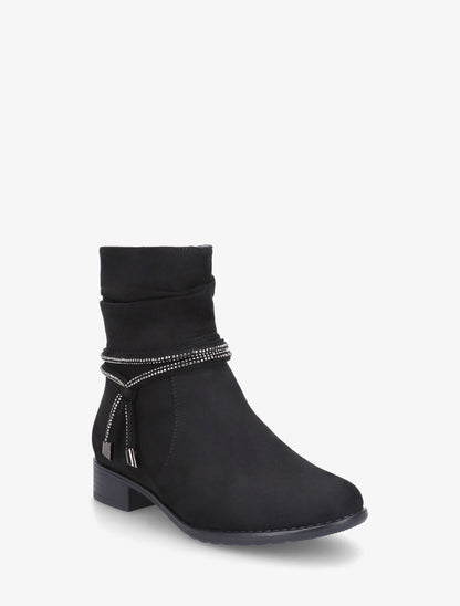 Bottines en suédine à cheville plissée - Noir - 2