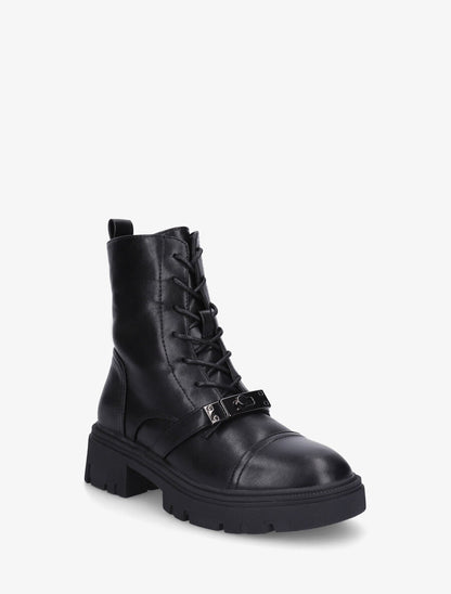 Bottines à lacets et empiècement métal stylisé - Noir - 2