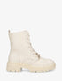 Bottines à lacets et empiècement métal stylisé - Crème - 5