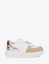 Sneakers bimatière à empiècements bijoux et strass - Taupe - 5
