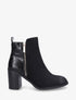 Bottines à talon et contrefort imprimé croco - Noir - 5
