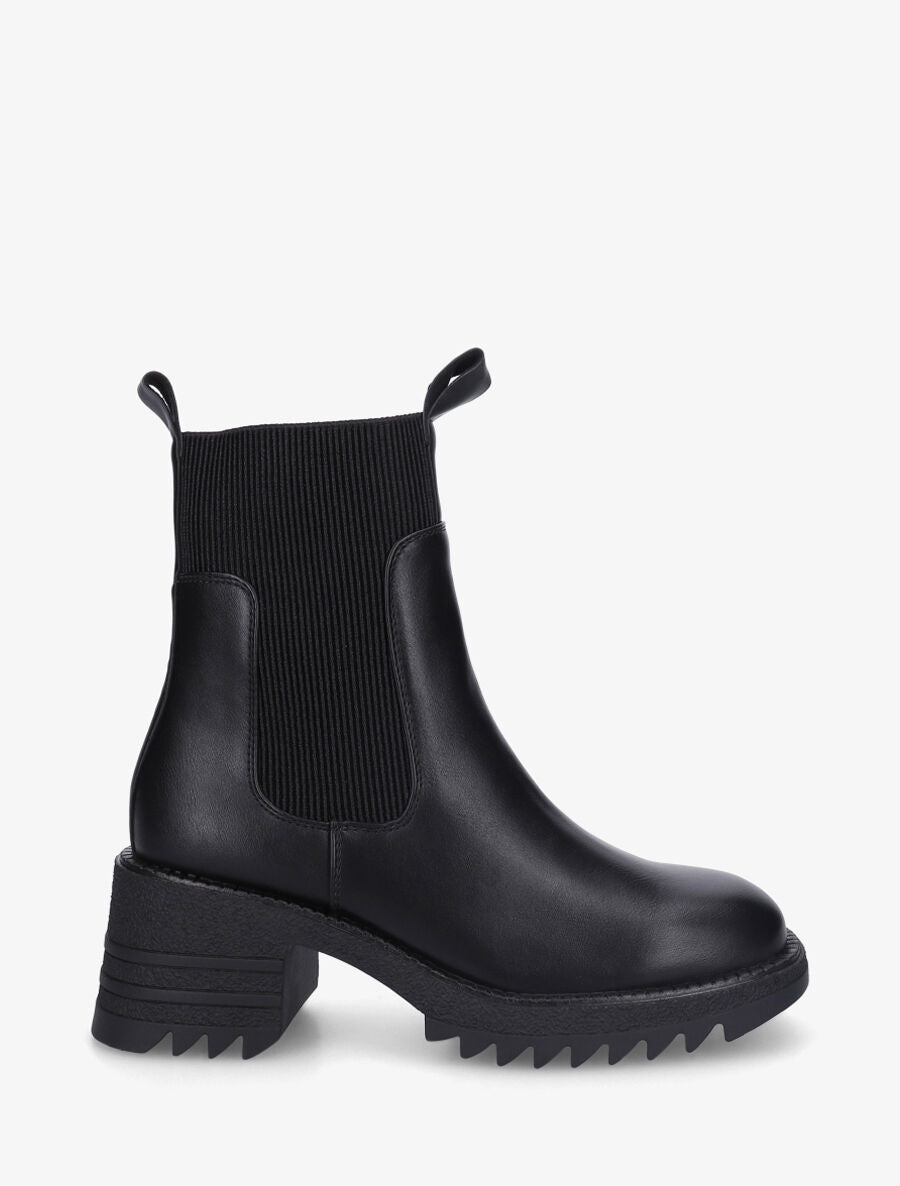 Bottines hautes à talon bloc et semelle crantés - Noir - 1