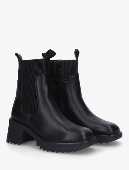 Bottines hautes à talon bloc et semelle crantés - Noir - 4
