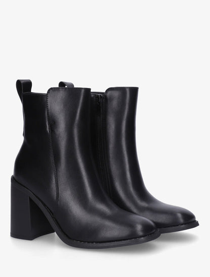 Bottines unies en simili à talon haut - Noir - 4