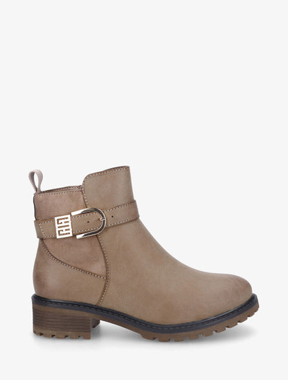 Bottines en simili à contrefort en suédine - Taupe - 1