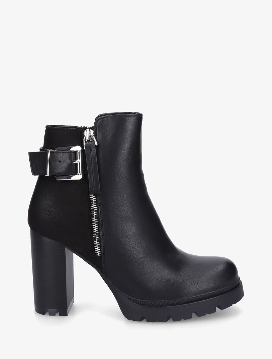 Bottines à talon haut et contrefort en suédine - Noir - 1