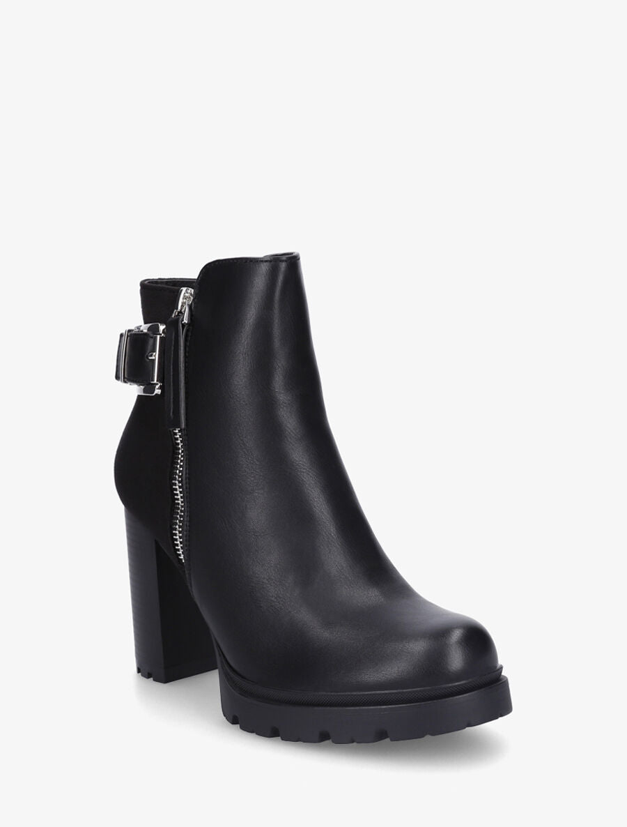 Bottines à talon haut et contrefort en suédine - Noir - 2