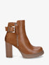 Bottines à talon haut et contrefort en suédine - Camel - 1
