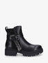 Bottines sanglées en simili et suédine - Noir - 1