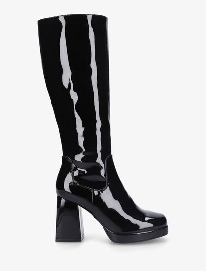 Bottes unies vernies à talon - Noir - 1